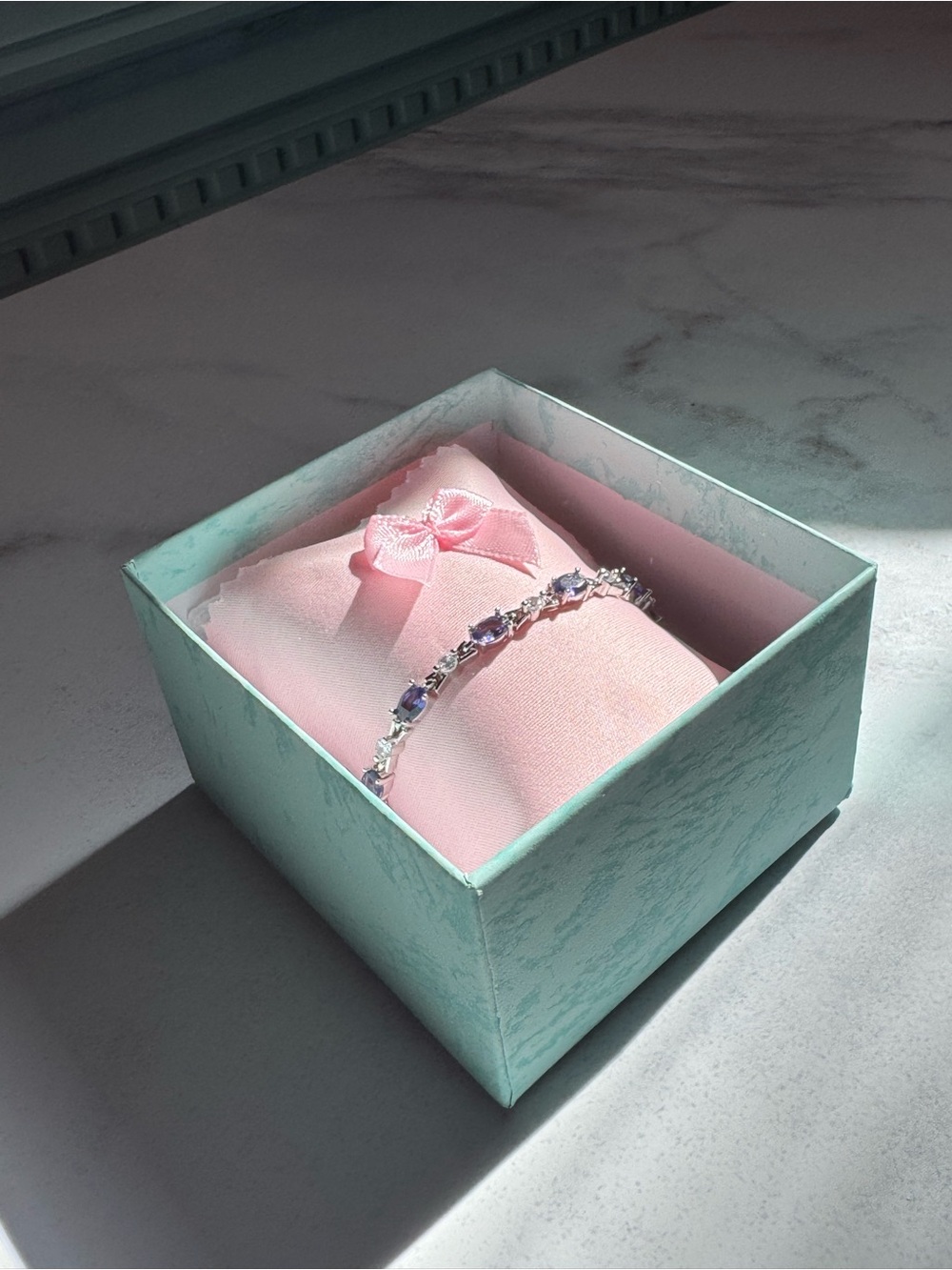 Silver Bracelet with Purple Gemstones - Women Accessories